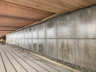 Side-yard walkway — concrete pavers between house and fence